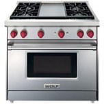 36" Gas Range - 4 Burners and Infrared Charbroiler